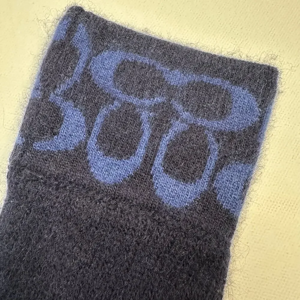 Coach Wool Cashmere Blend Navy Blue Knit Gloves One Size Fits All